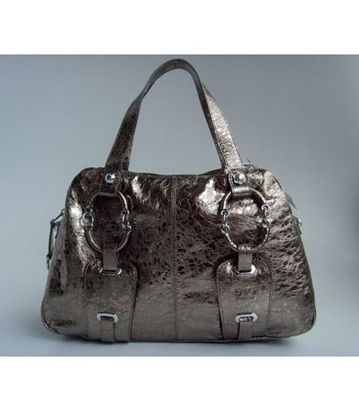 D & G di Miss Glamour pelliccia Stampa Handbag_Grey Pelle